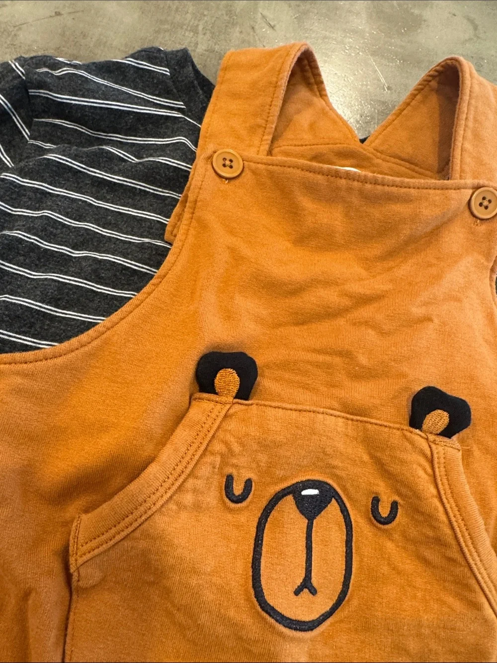Play by Little Sleepies Kids Orange Bear Pocket Overalls